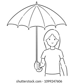 vector of woman using umbrella