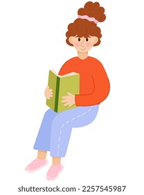 Vector woman,girl,child is sitting and reading a book.Vector world book day.