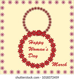 Vector of woman`s day greeting card with flowers