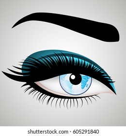 Vector Woman's eyes with Planet Earth