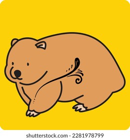 Vector wombat animal colored cartoon illustration