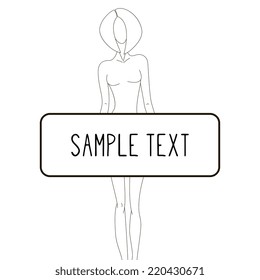 Vector women with banner