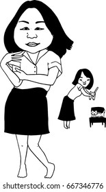 The vector of women and cat