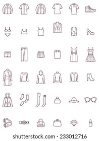 Juego de iconos de ropa para mujeres vectoras