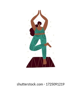 Vector women doing yoga on rug