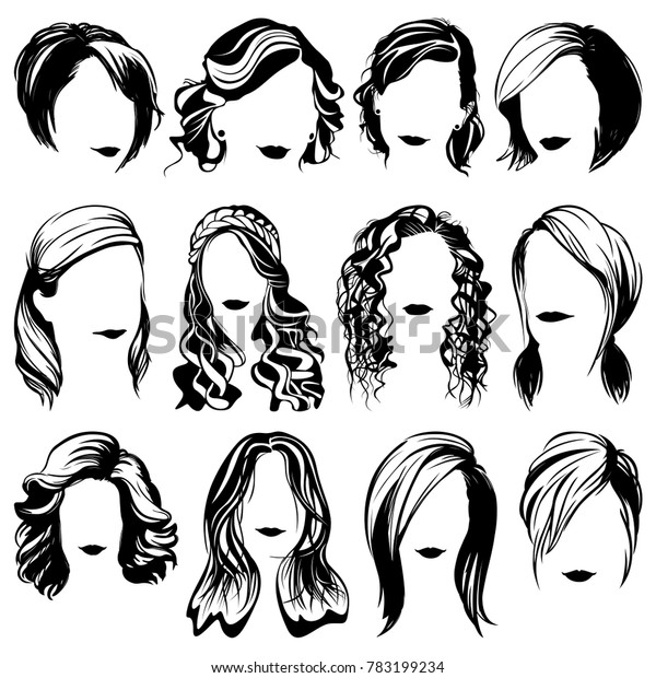 Vector Women Fashion Hairstyle High Detailed Stock Vector (Royalty Free ...