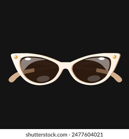 Vector women fashionable sunglasses accessorie isolated on dark background.
