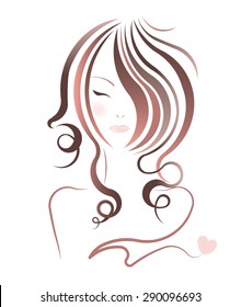 vector women hairstyles on white background