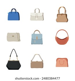 Vector Women Handbags Collection Variety of Shapes and Colors for Every Occasion