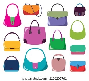 Vector women handbags set various fashion styles