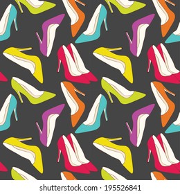 Vector women high heel shoe seamless pattern.