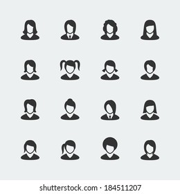 Vector women mini icons set