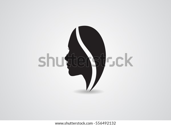 ベクター画像女性シルエット美女性ロゴレディーアイコン のベクター画像素材 ロイヤリティフリー
