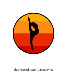 vector women sports yoga gymnastics with vintage style