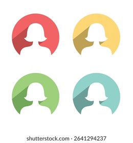 Vector Women User Profile In Circle Icon Set
