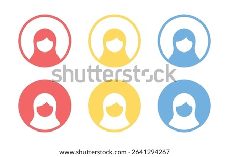 Vector Women User Profile In Circle Icon Set