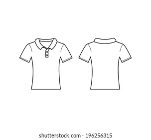 Vector of women white polo template. Front and back