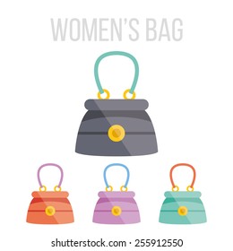 Vector women's bag icons set. Isolated on white background.