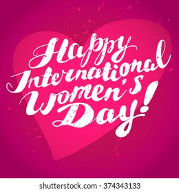 Vector women's day card template. Invitation card, congratulation flyer, celebration postcard, leaflet, print design. Lettering, text message, best wishes, warm regards card.