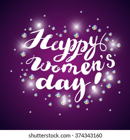 Vector women's day card template. Invitation card, congratulation flyer, celebration postcard, leaflet, print design. Lettering, text message, best wishes, warm regards card.