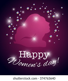 Vector women's day card template. Invitation card, congratulation flyer, celebration postcard, leaflet, print design. Lettering, text message, best wishes, warm regards card.