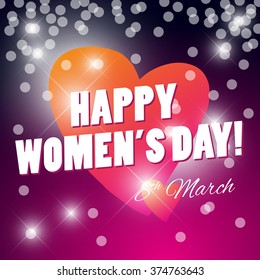 Vector women's day card template. Invitation card, congratulation flyer, celebration postcard, leaflet, print design. Lettering, text message, best wishes, warm regards card.