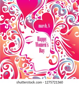 Vector women's day greeting card with beautiful ornament