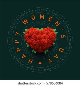 Modelo de design de cartão de saudação Vetor Women's Day. Os elementos são dispostos em camadas separadamente no arquivo de vetor.