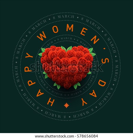 Vector Women's Day greeting card design template. Elements are layered separately in vector file.