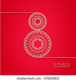Vector women's day linear modern and creative  background. Elegant greeting card design for International Women's Day celebration.