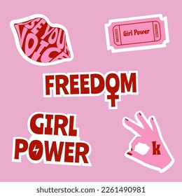 Vector Women's Day Stickers Girl Power