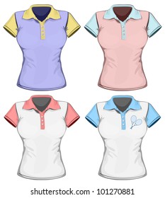 Vector. Women's different color polo-shirts