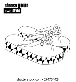 Vector women's  flip flop sandals. Choose your own style.