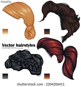 Vector womens hairstyles in different colours