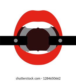 Vector women's lips and gag on white background
