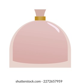vector women's pink cologne perfume bottle in simple semicircle shape