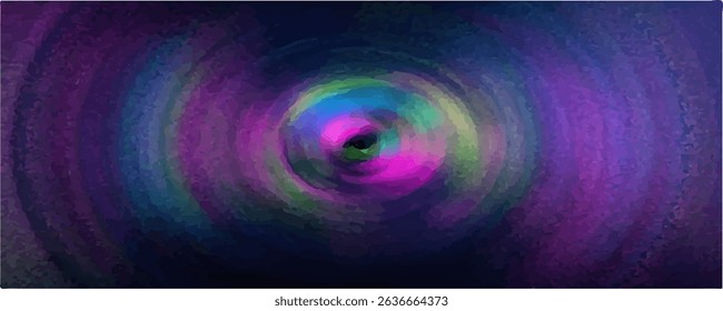 Vector wonderful futuristic luxury modern rippled curvy backdrop with space for text. Beautiful volute fluid surface bright turquoise color with glowing white center in middle of funnel