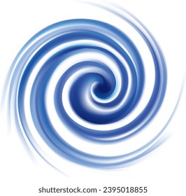 Vector wonderful futuristic soft curvy ultramarine rippled fond with space for text. Beautiful volute surface vivid deep cobalt iris color with glowing white center in middle of funnel