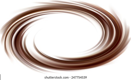 Vector wonderful mixed deep umber curvy backdrop. Beautiful volute fluid choco creamy surface with space for text in white center