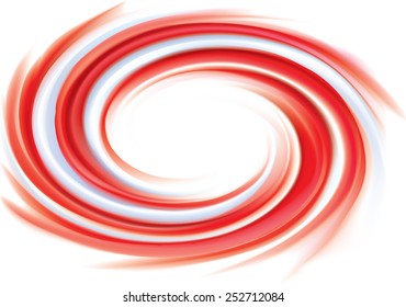 Vector wonderful soft vortex ripple creamy surface with space for text. Beautiful eddy curl fluid bright backdrop from pink and white bands with glowing center in middle of funnel 