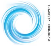 Vector wonderful swirling backdrop with space for text. Beautiful volute fluid surface vivid turquoise color with glowing white center in middle of funnel 