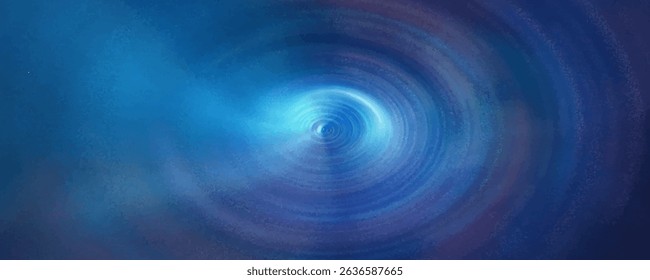 Vector wonderful swirling backdrop with space for text. Beautiful volute fluid surface vivid turquoise color with glowing white center in middle of funnel