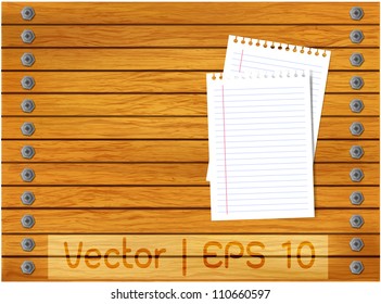 Vector wood background with line blank paper