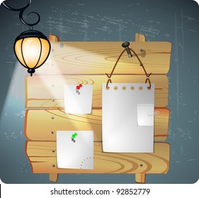 vector wood board with papers