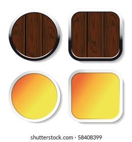 Vector wood buttons and yellow stickers