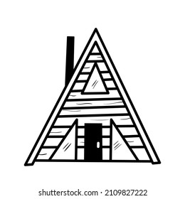Vector wood cabin doodle