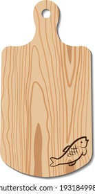 Vector wood cutting board with fish image