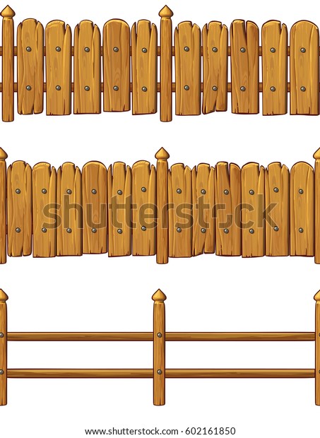 Vector Wood Fences Set Isolated On Stock Vector Royalty Free Shutterstock