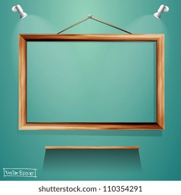 Vector Wood frames and wood shelf on wall