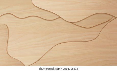 Vector Wood Geometric Background. Fluid Shapes Composition, Epoxy Resin Panel Wooden Texture For Design